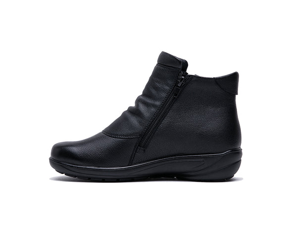 G Comfort P-9521 Black Tex Ankle Boots with 2 Zips