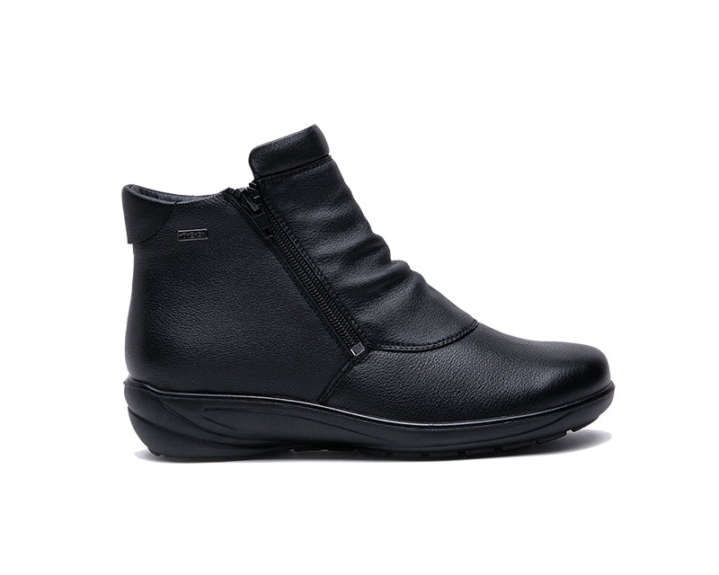 G Comfort P-9521 Black Tex Ankle Boots with 2 Zips