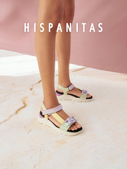 Hispanitas CHV232810 Mint, Lemon & Lavender Combi Velcro Sandals