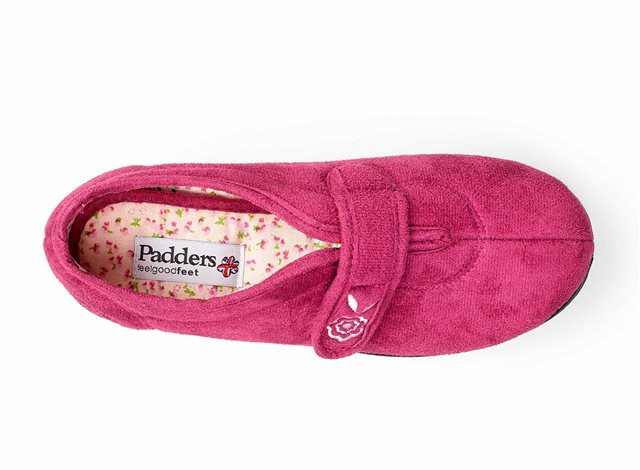 Padders Camilla 447/69 Rasp/Cerise Pink Velcro Slippers