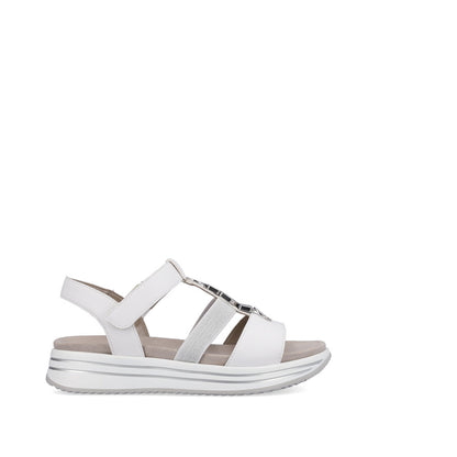 Remonte R2962-80 White & Silver Sandals with Slingback Strap