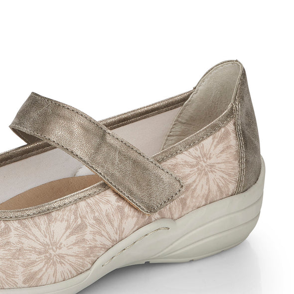 Remonte R7627-93 Beige/Pearl Metallic Multi Velcro Casual Shoes