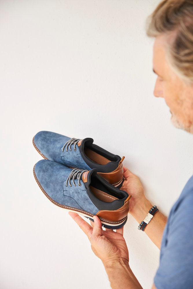 Rieker 14450-14 Denim Blue Pinhole & Black Combi Slip On Shoes