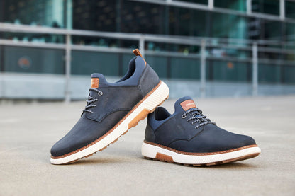 Rieker B3360-14 Navy Slip On Sneakers with Tan Details