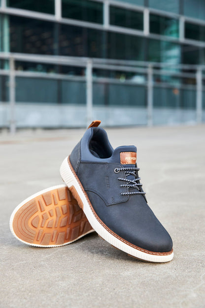 Rieker B3360-14 Navy Slip On Sneakers with Tan Details