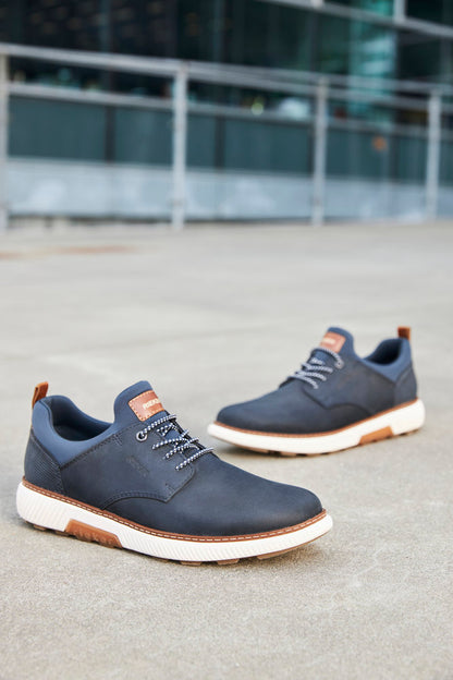 Rieker B3360-14 Navy Slip On Sneakers with Tan Details