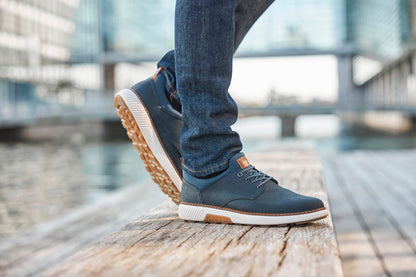 Rieker B3360-14 Navy Slip On Sneakers with Tan Details