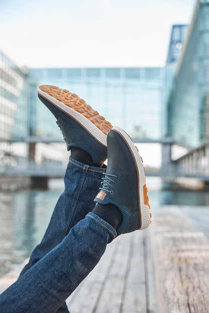 Rieker B3360-14 Navy Slip On Sneakers with Tan Details