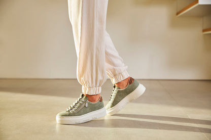 Rieker M1952-52 Green Sneakers with Zip & Leopard Heel