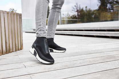 Rieker N6352-00 Black Ankle Boots with Middle Zip