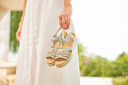 Rieker V0245-52 Green E 1/2 Fit Sandals with Slingback Strap