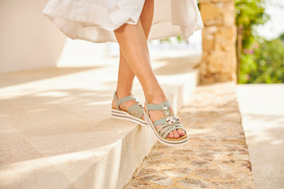 Rieker V0245-52 Green E 1/2 Fit Sandals with Slingback Strap