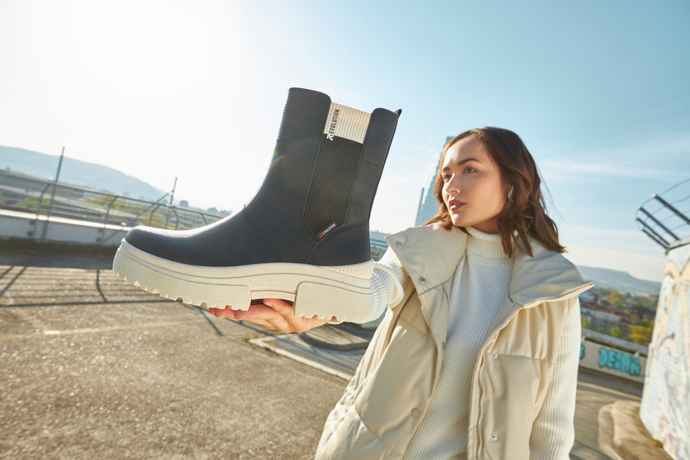Rieker W0380-00 Evolution Black Chelsea Boots with Cream Sole