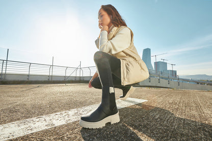 Rieker W0380-00 Evolution Black Chelsea Boots with Cream Sole