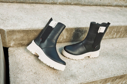 Rieker W0380-00 Evolution Black Chelsea Boots with Cream Sole
