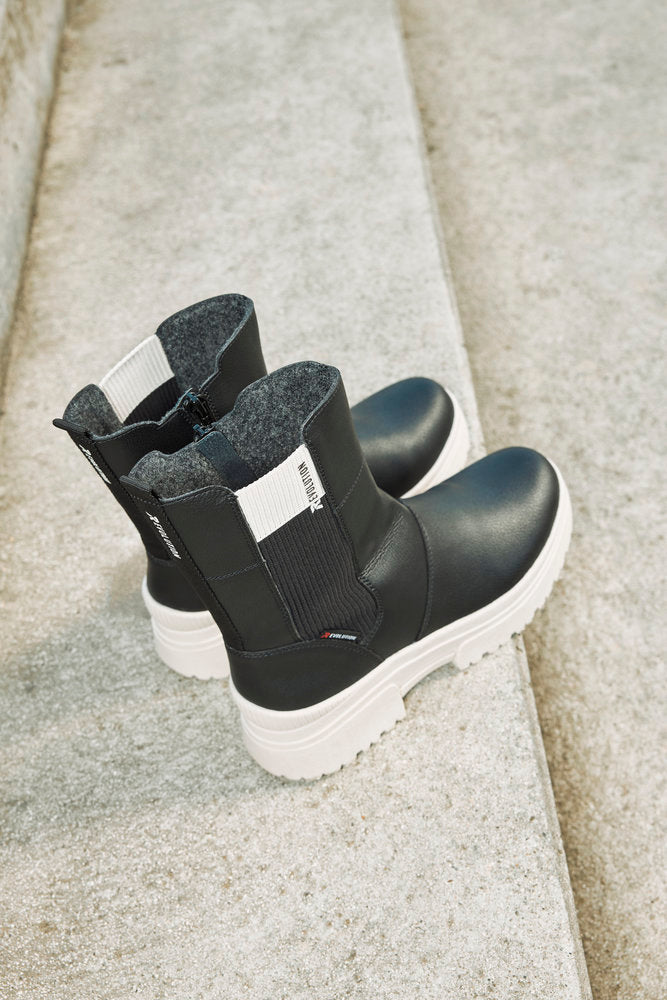 Rieker W0380-00 Evolution Black Chelsea Boots with Cream Sole