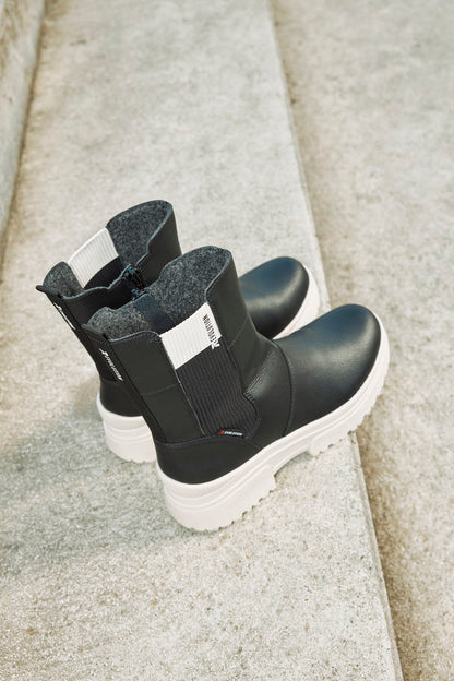 Rieker W0380-00 Evolution Black Chelsea Boots with Cream Sole