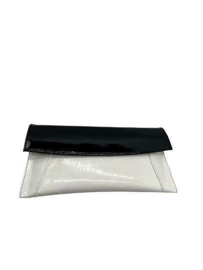 Sempre T1 L/S White/Black Formal Patent Clutch Bag