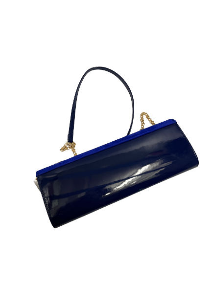 Blue patent clutch deals bag