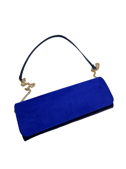 Cobalt blue suede clutch bag on sale