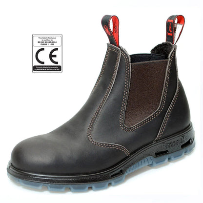 Redback USBOK Bobcat Claret Dark Brown TPU Safety Claret Kip Chelsea Boots