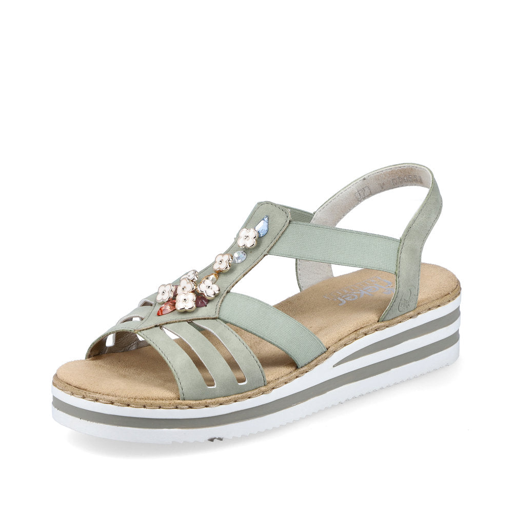 Rieker V0245-52 Green E 1/2 Fit Sandals with Slingback Strap