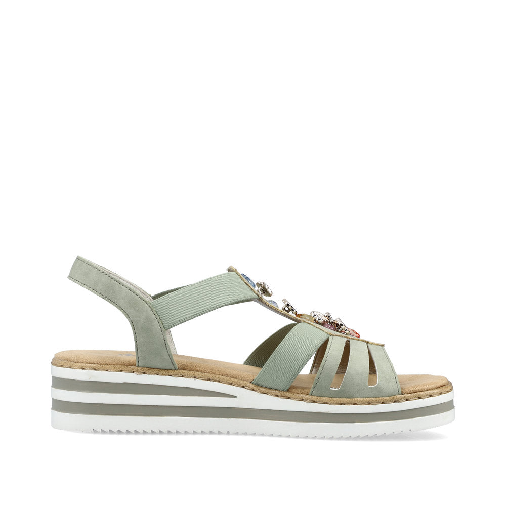 Rieker V0245-52 Green E 1/2 Fit Sandals with Slingback Strap
