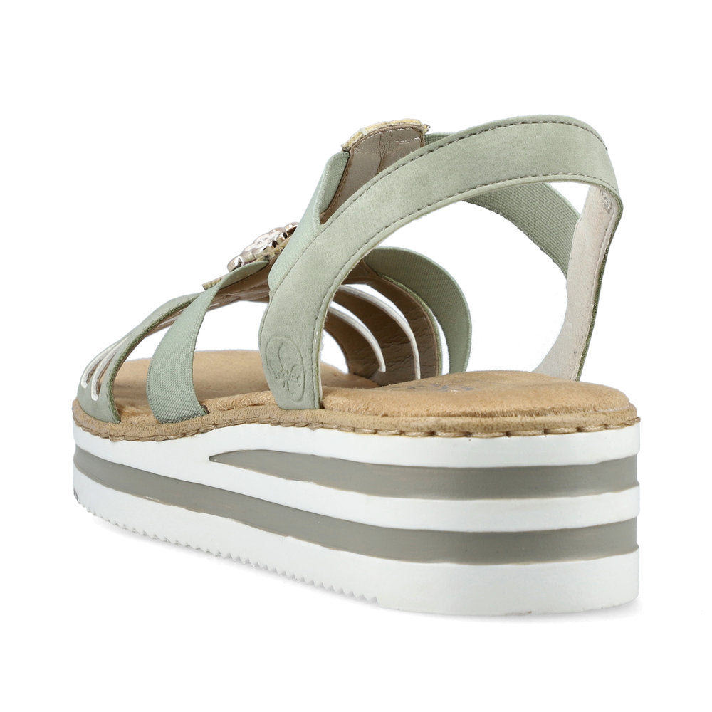Rieker V0245-52 Green E 1/2 Fit Sandals with Slingback Strap