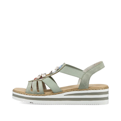 Rieker V0245-52 Green E 1/2 Fit Sandals with Slingback Strap