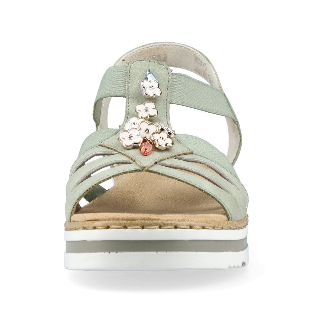 Rieker V0245-52 Green E 1/2 Fit Sandals with Slingback Strap