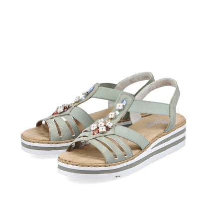 Rieker V0245-52 Green E 1/2 Fit Sandals with Slingback Strap