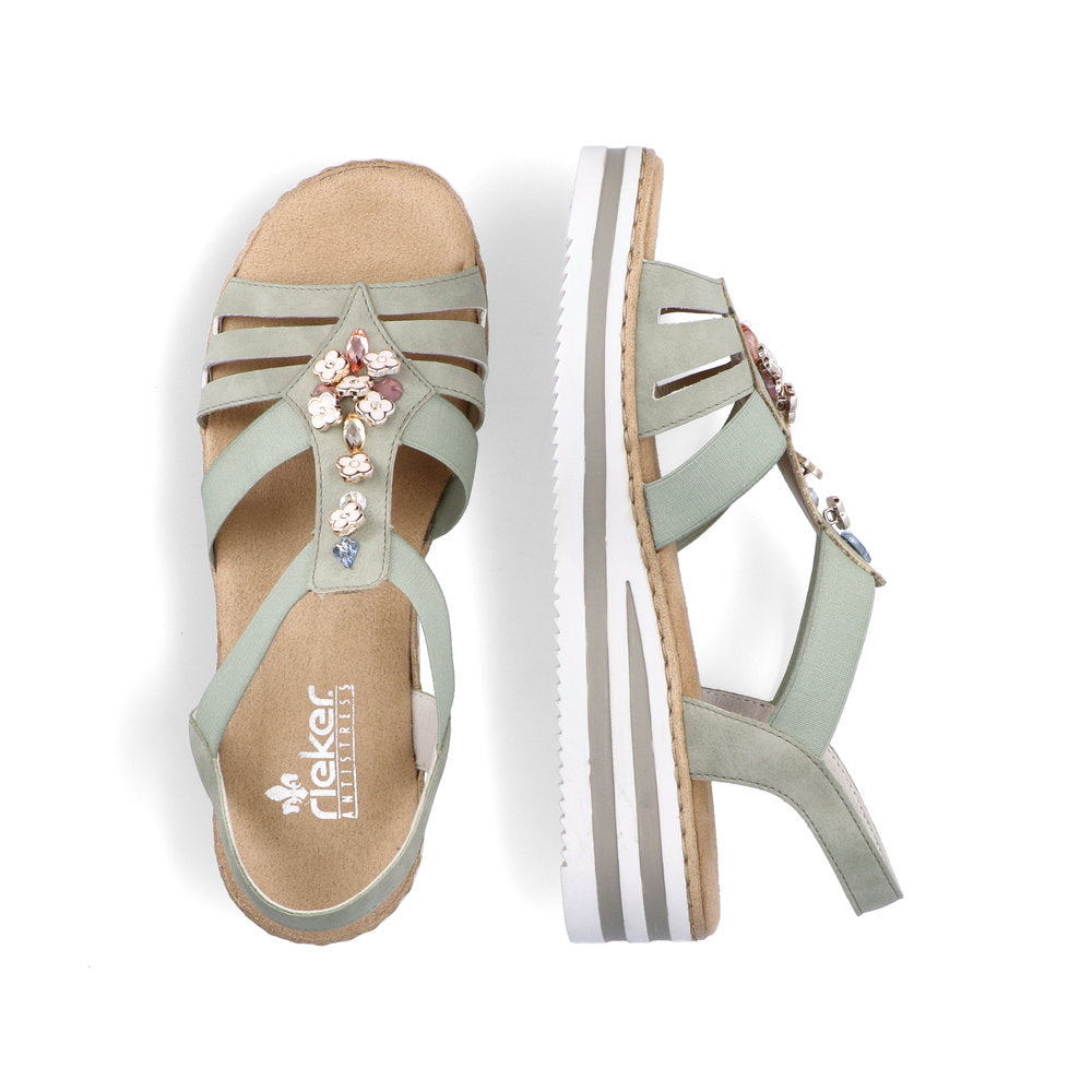 Rieker V0245-52 Green E 1/2 Fit Sandals with Slingback Strap