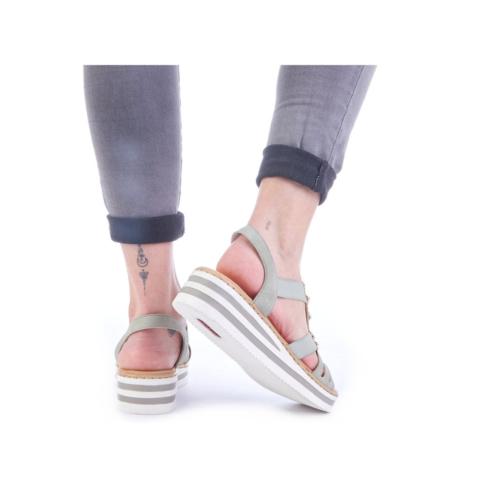 Rieker V0245-52 Green E 1/2 Fit Sandals with Slingback Strap