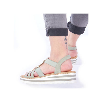 Rieker V0245-52 Green E 1/2 Fit Sandals with Slingback Strap