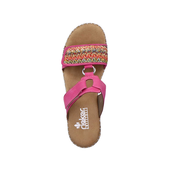 Rieker V1247-31 Pink Multi Velcro Sandals