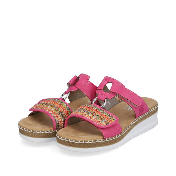 Rieker V1247-31 Pink Multi Velcro Sandals