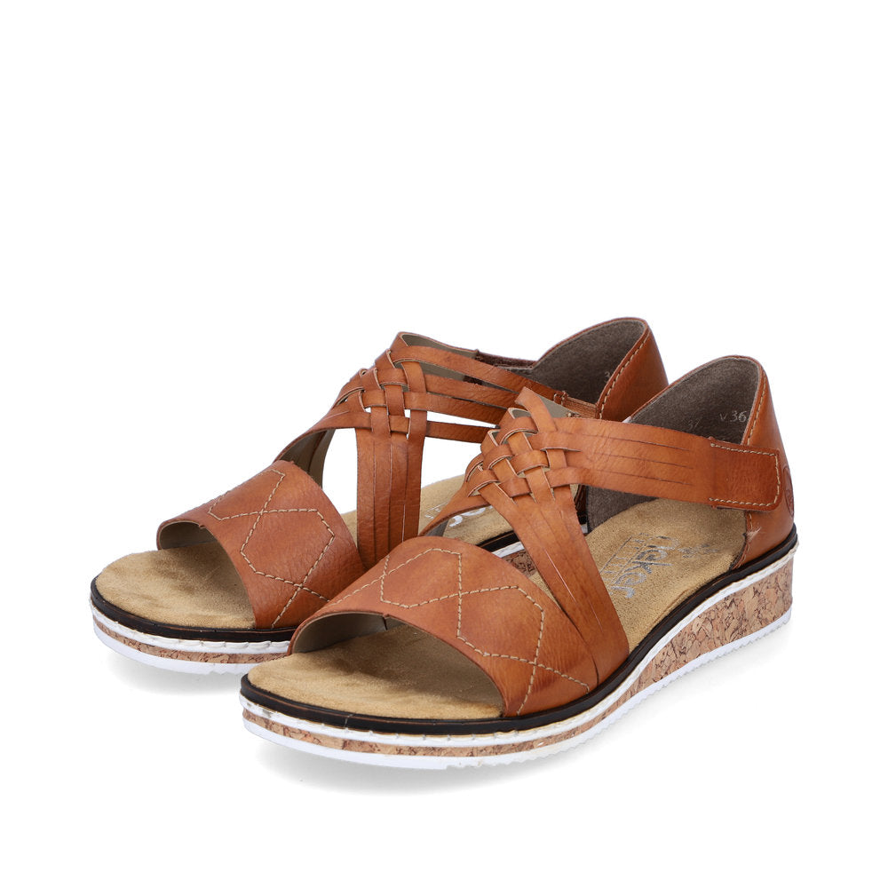 Rieker V3643-24 Brown Velcro Sandals