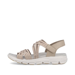 Rieker V8400-60 Evolution Beige Velcro Sandals with Slingback Strap
