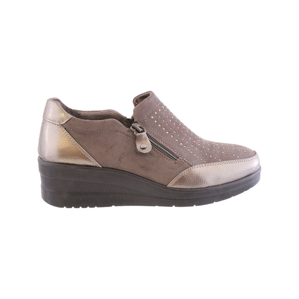Propét WW1560 Whelan Taupe Micro Diamonte Shoes with Zip