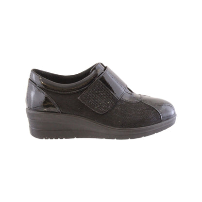 Propét WW1562 Whelan Black Patent/Textile Velcro Shoes