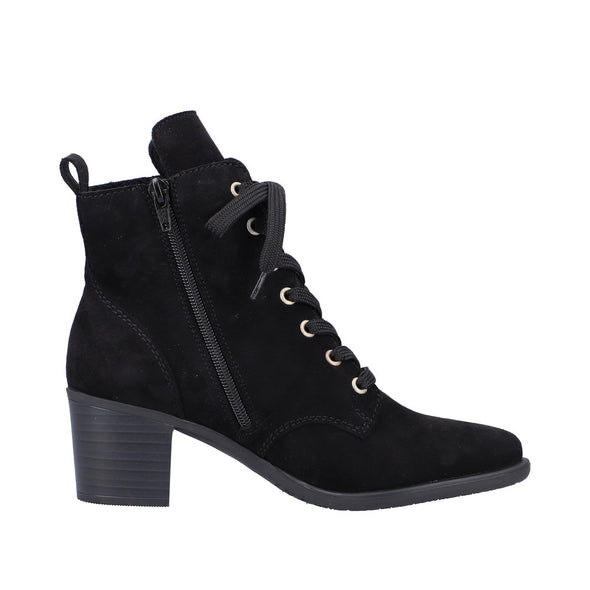 Rieker Y2022-00 Black Ankle Boots with Gold Zip