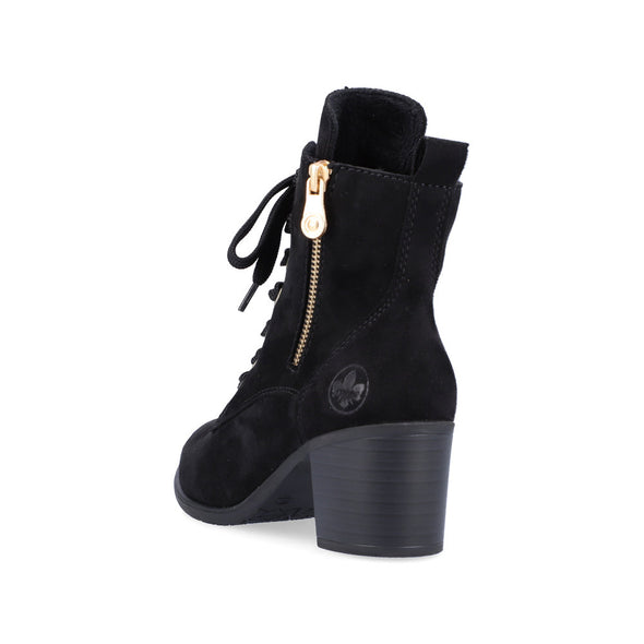 Rieker Y2022-00 Black Ankle Boots with Gold Zip
