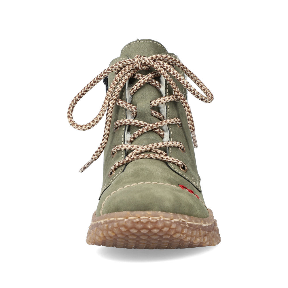 Rieker Y8441-54 Khaki Green Boots with Tan Laces