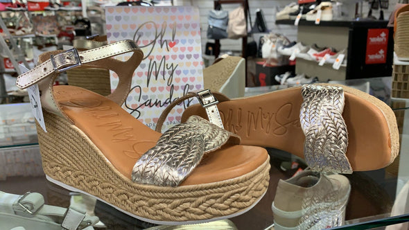 Oh My Sandals 5227 Gold Wedge Sandals
