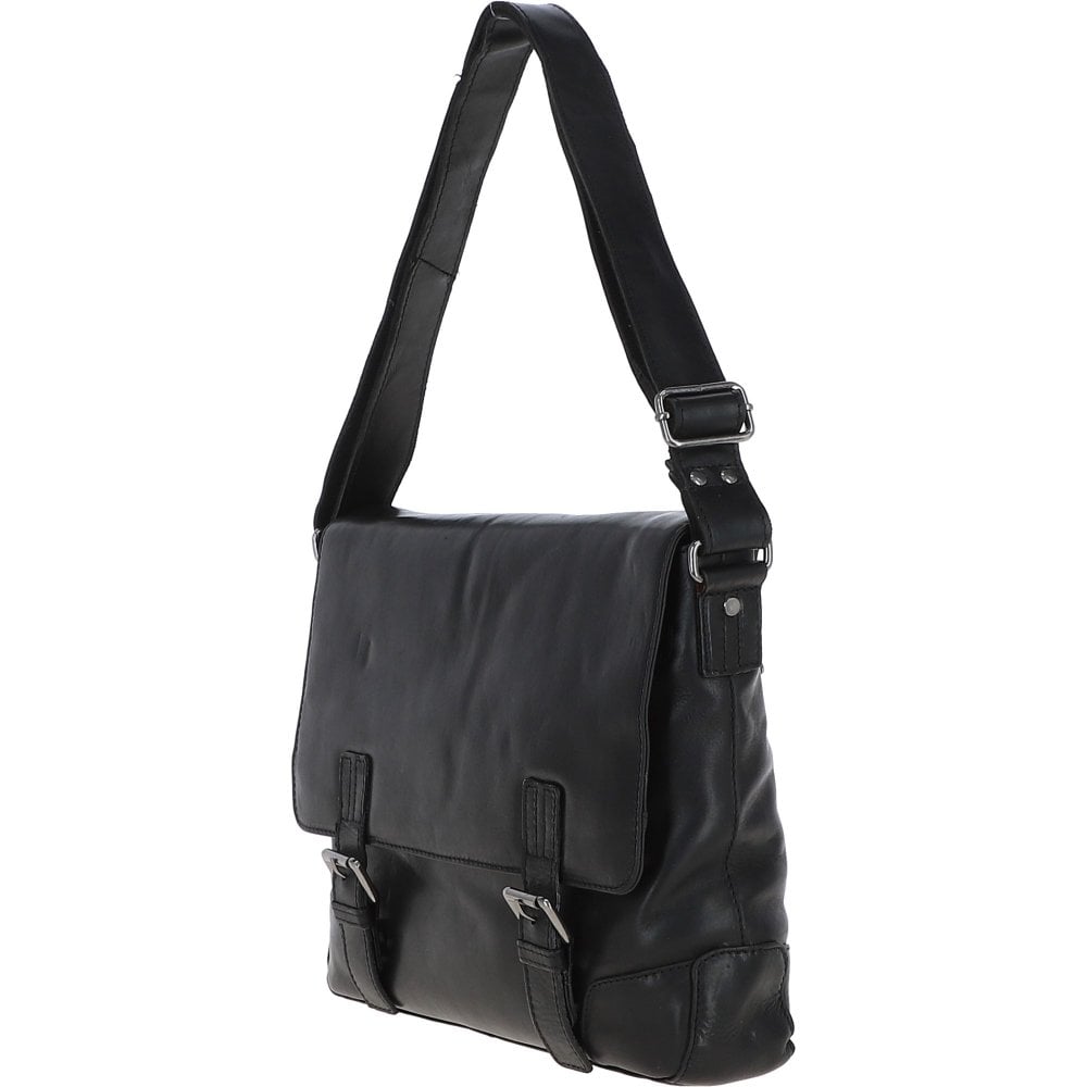 Ashwood Leather Oscar Black Messenger Bag