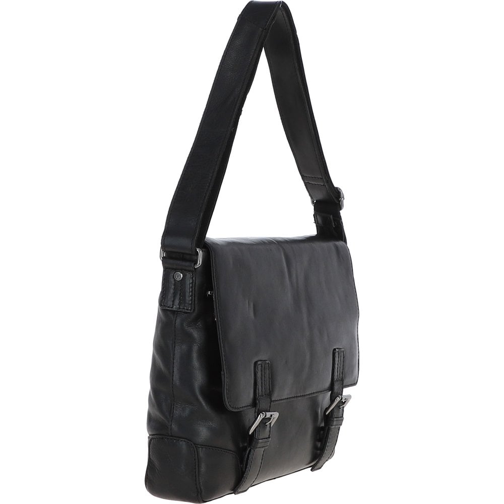 Ashwood Leather Oscar Black Messenger Bag