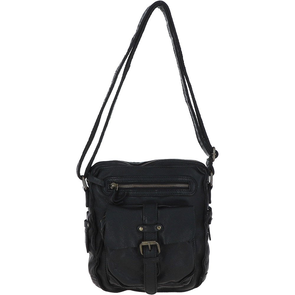 Ashwood Leather Sergio Black Medium Body Bag