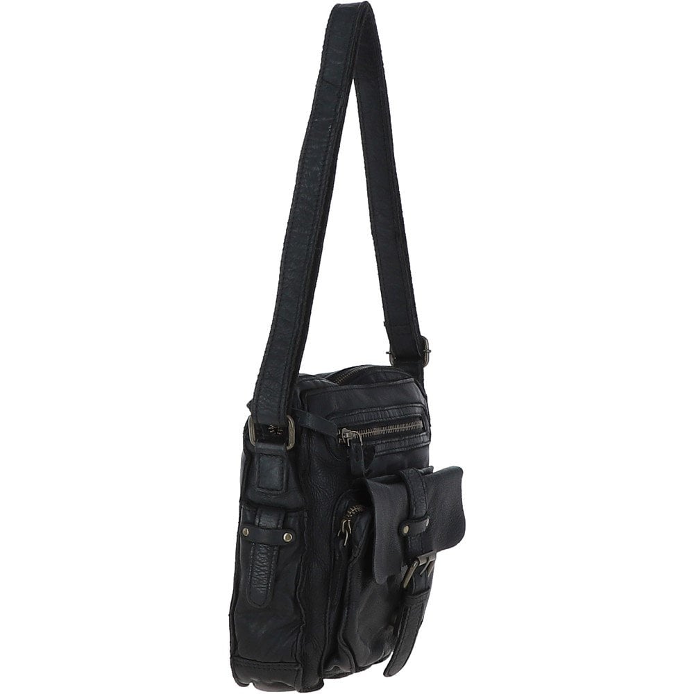 Ashwood Leather Sergio Black Medium Body Bag