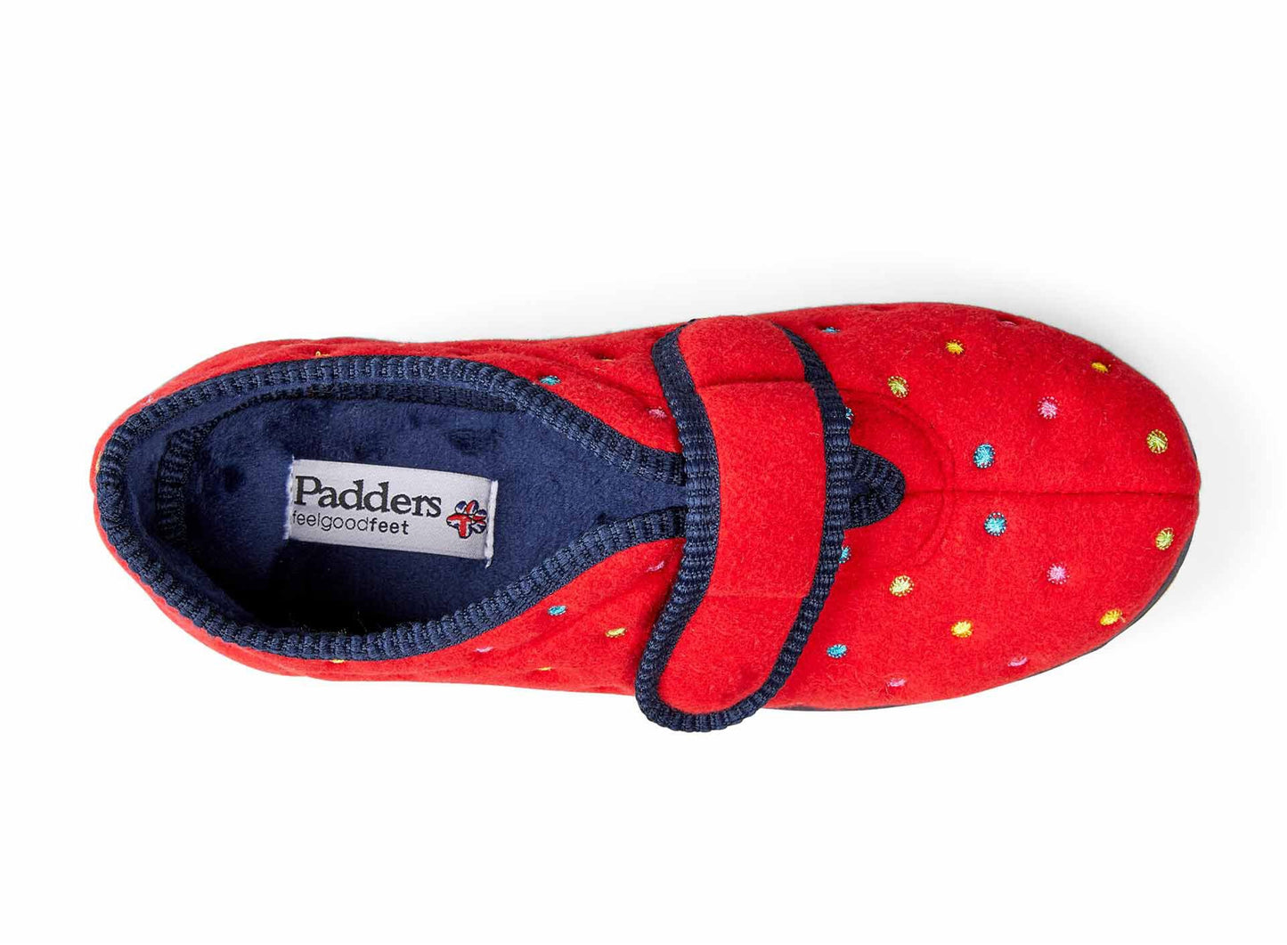 Padders Camilla 447/5007 Red Polka Velcro Slippers