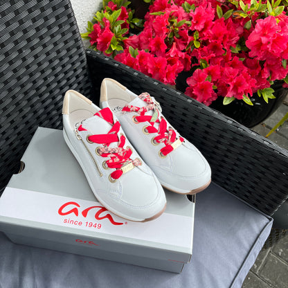 Ara 12-34587-79 Osaka HighSoft H Fit White Sneakers with Spare Laces